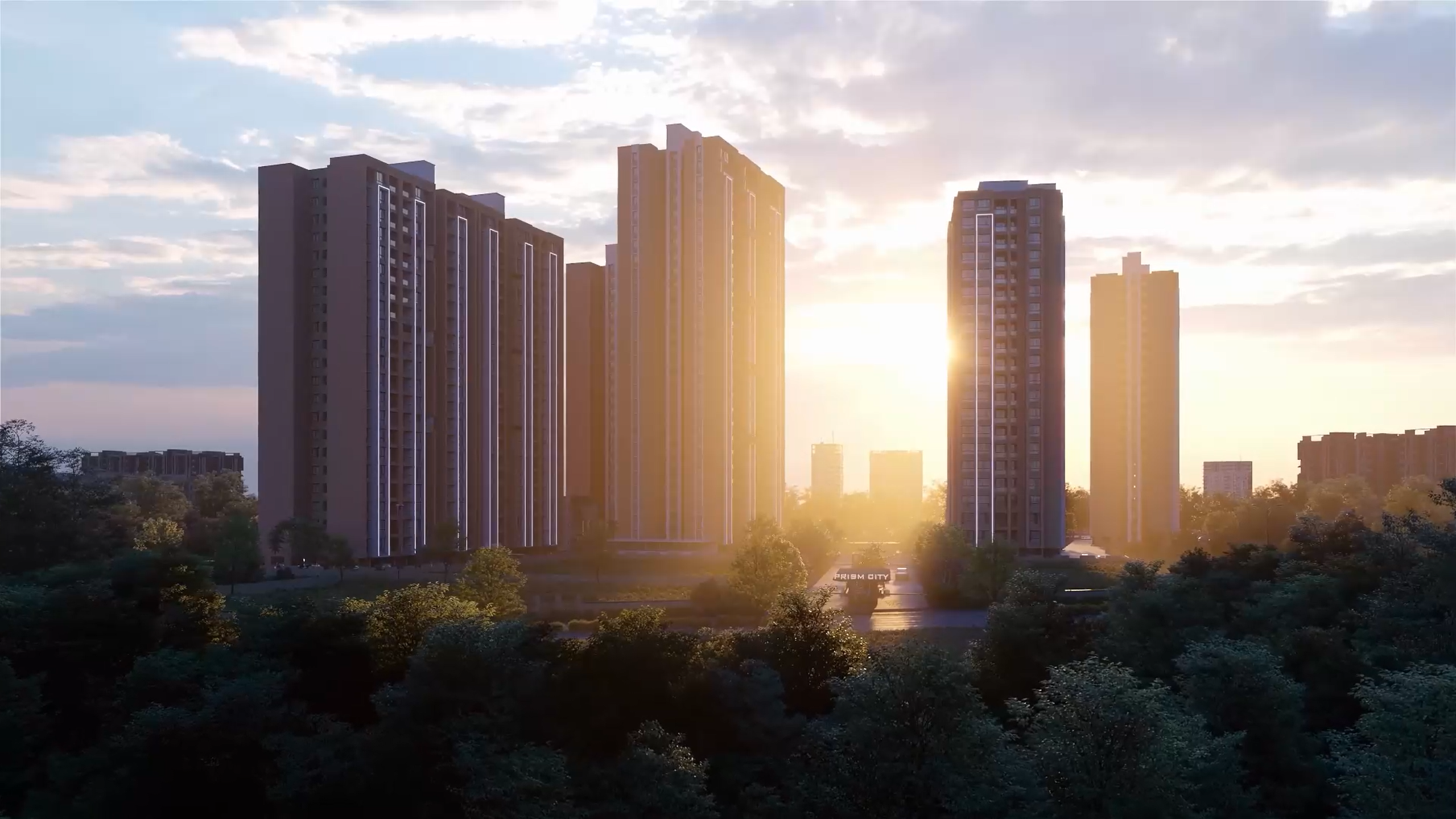 Prism City Charholi apartment building exterior view 2 BHK flats in Charholi Pune living room interior Prism City amenities gym and fitness center Children play area in Prism City Charholi project Landscaped garden at Prism City Pune