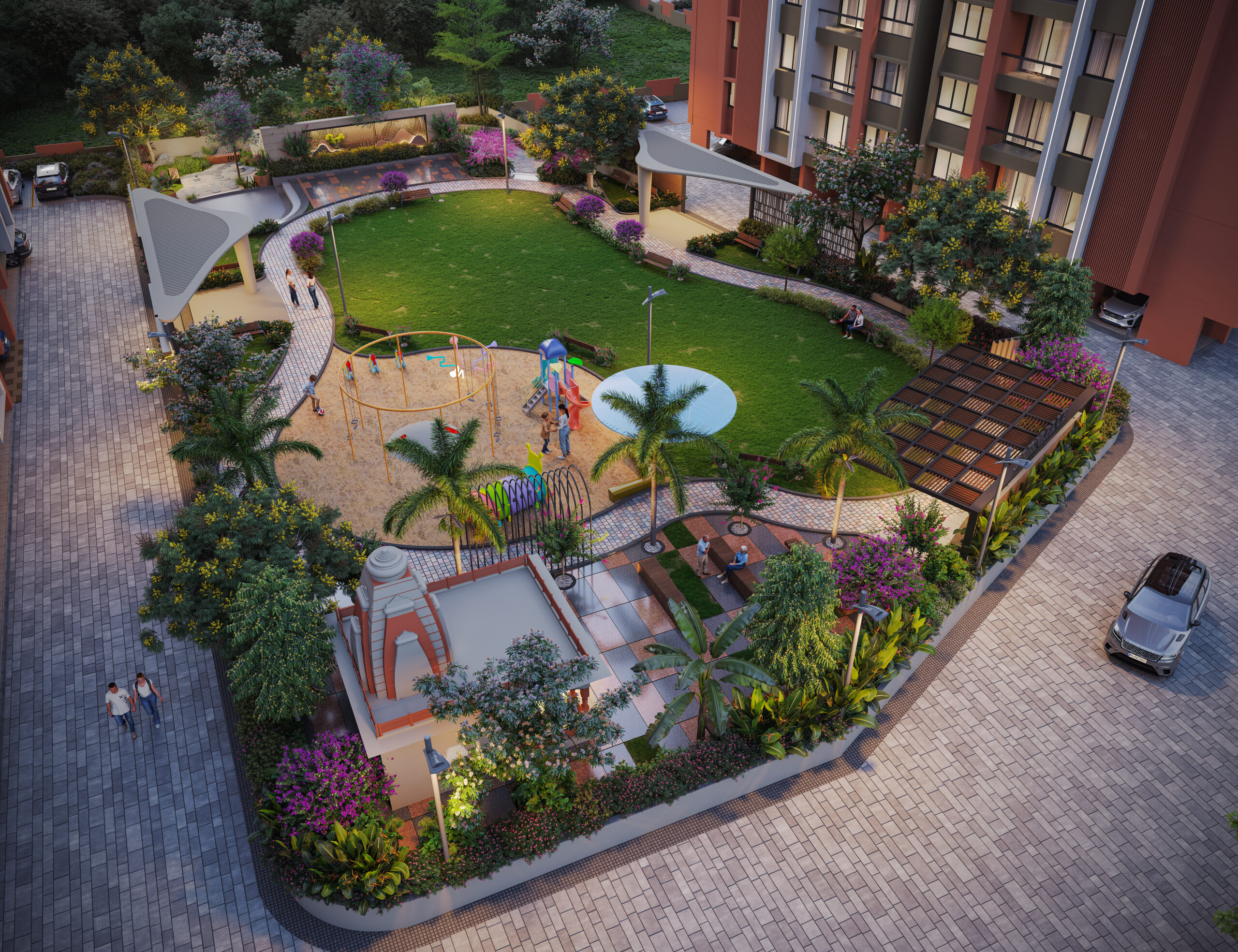 Prism City Charholi apartment building exterior view 2 BHK flats in Charholi Pune living room interior Prism City amenities gym and fitness center Children play area in Prism City Charholi project Landscaped garden at Prism City Pune