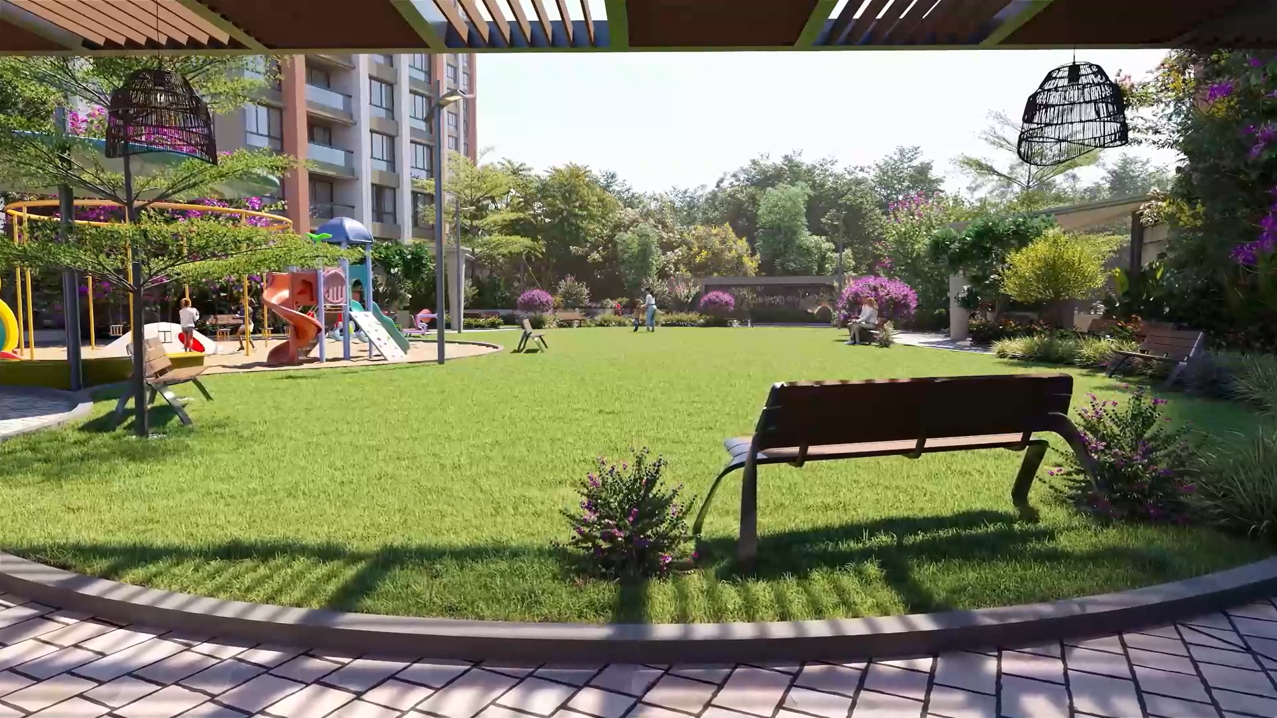 Prism City Charholi apartment building exterior view 2 BHK flats in Charholi Pune living room interior Prism City amenities gym and fitness center Children play area in Prism City Charholi project Landscaped garden at Prism City Pune