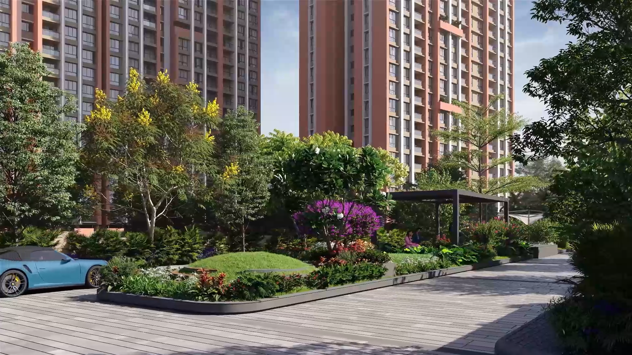 Prism City Charholi apartment building exterior view 2 BHK flats in Charholi Pune living room interior Prism City amenities gym and fitness center Children play area in Prism City Charholi project Landscaped garden at Prism City Pune